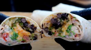 Close-up of a flavorful burrito